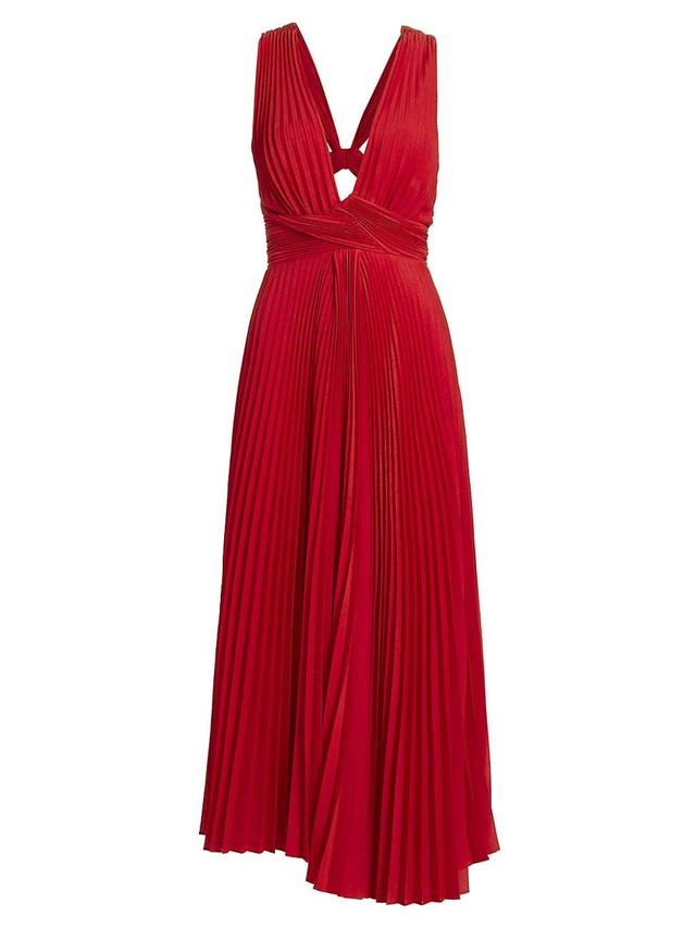 Womens Everly Pleated Plunging V-Neck Maxi Dress Product Image