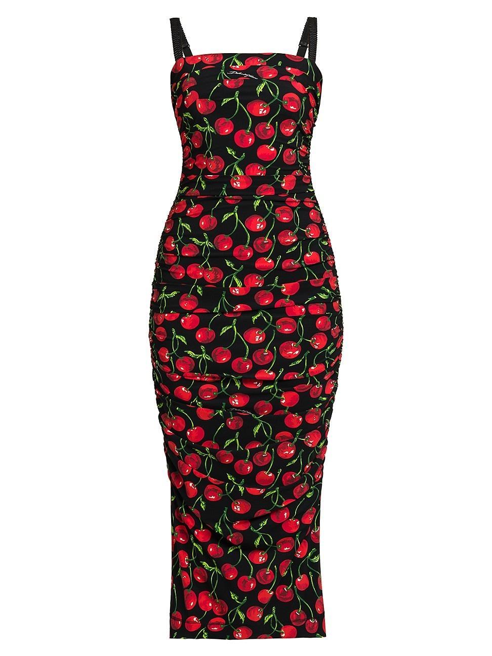 Womens Cherry Print Midi Dress Product Image