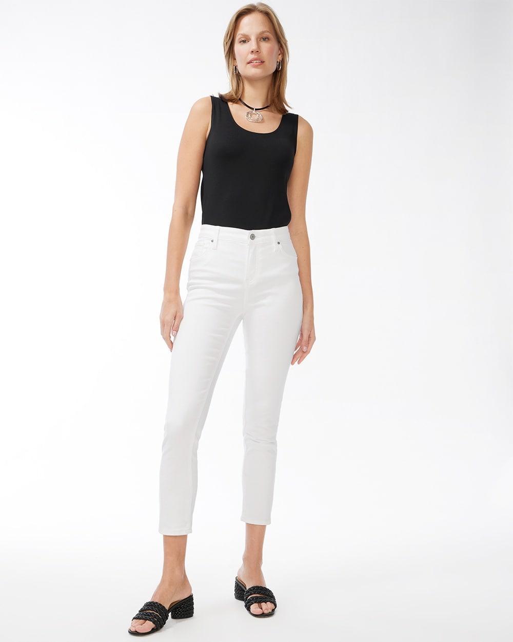 No-Stain White Girlfriend Ankle Jeans Product Image