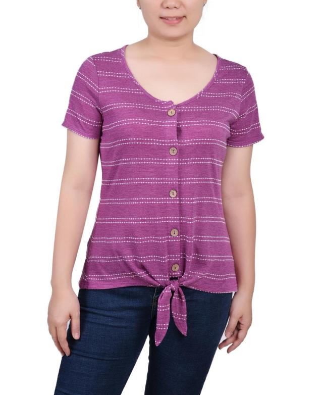 Women's Short Sleeve Tie Front Top Product Image