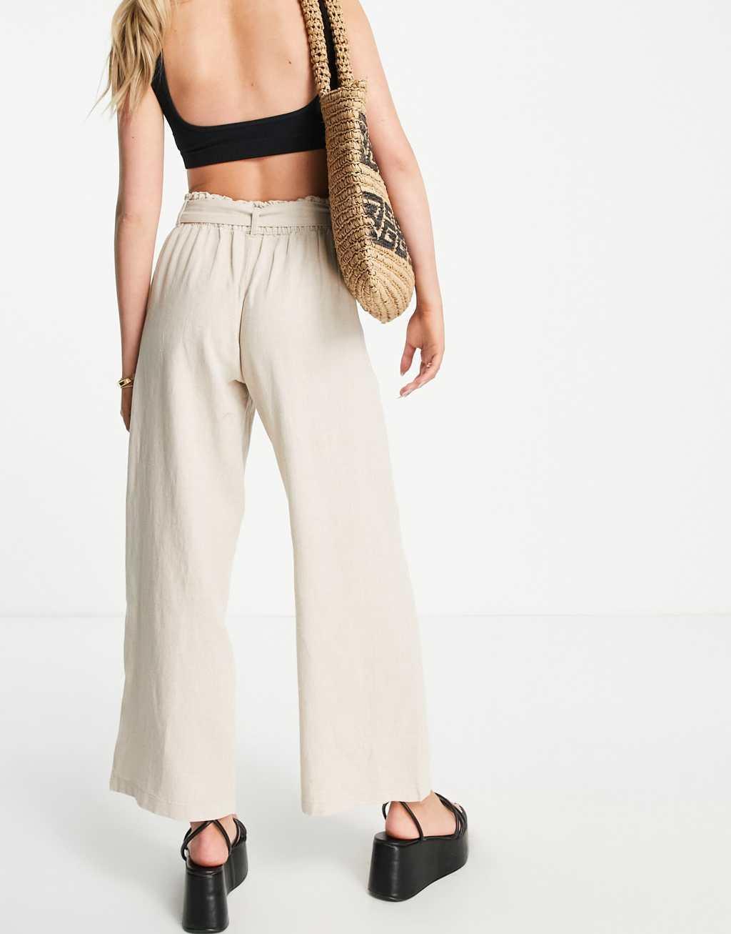 JDY wide leg belted linen pants Product Image