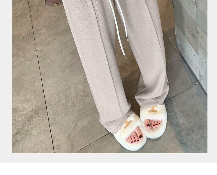 Drawstring Waist Herringbone Loose Fit Pants product image