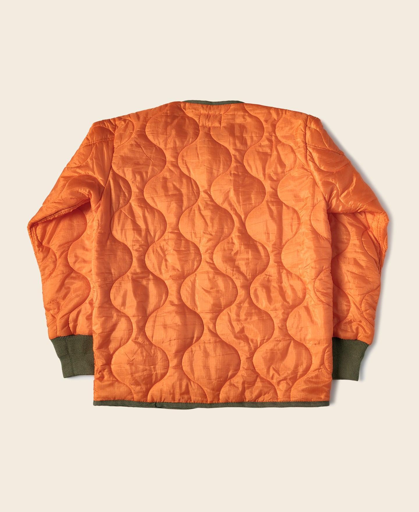 Military Style Quilted Padded Ripstop Nylon Jacket - Orange Product Image