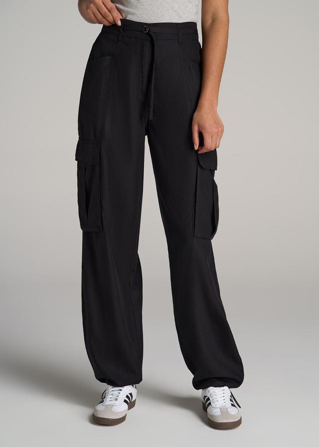 High Rise Cargo Parachute Pant Women's in Black Product Image