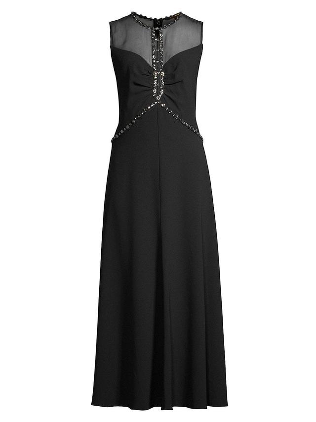 Womens Everly Embellished Satin-Back Crepe Midi-Dress Product Image