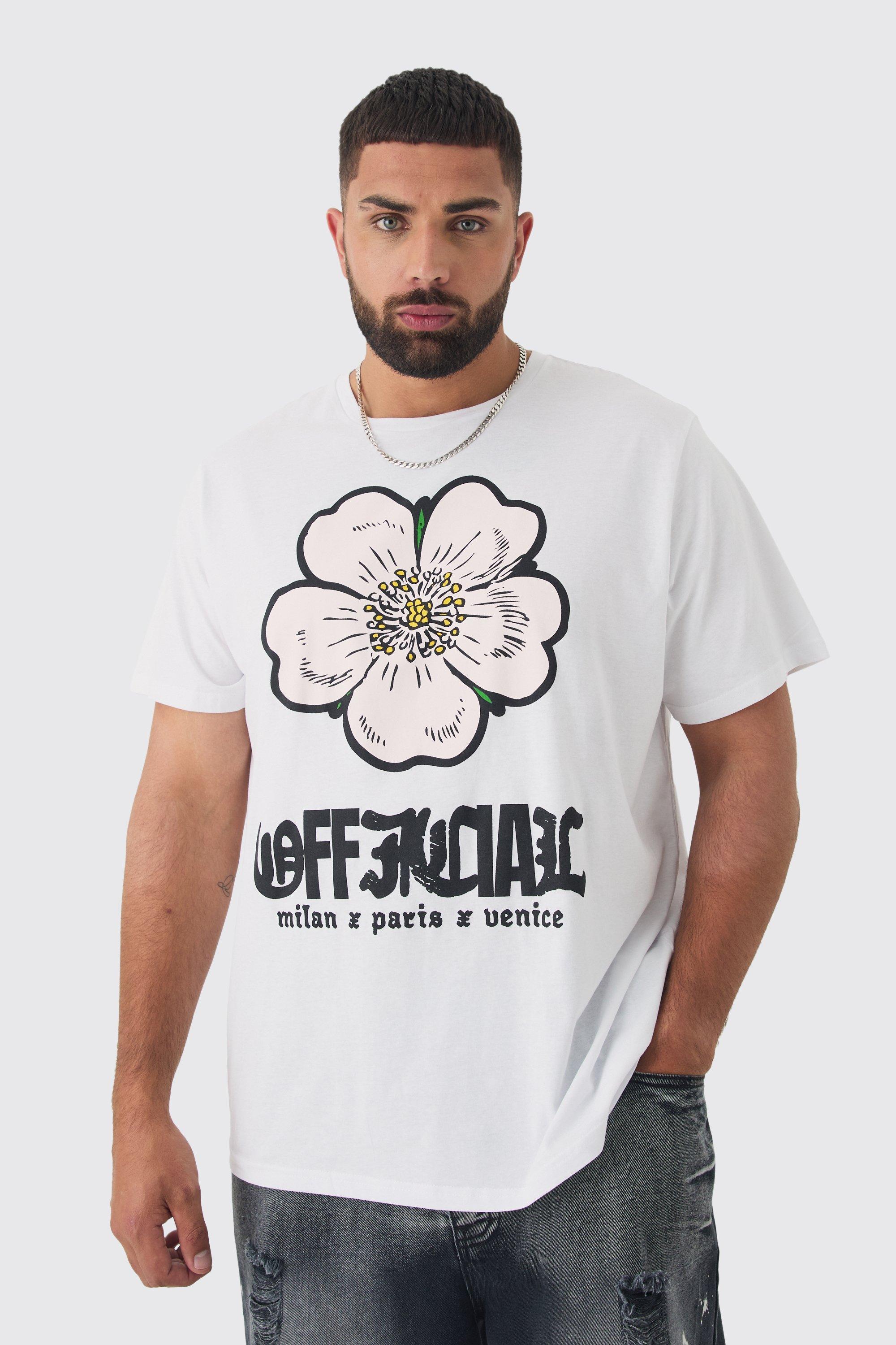 Plus Oversized Official Floral Print T-shirt | boohooMAN USA Product Image