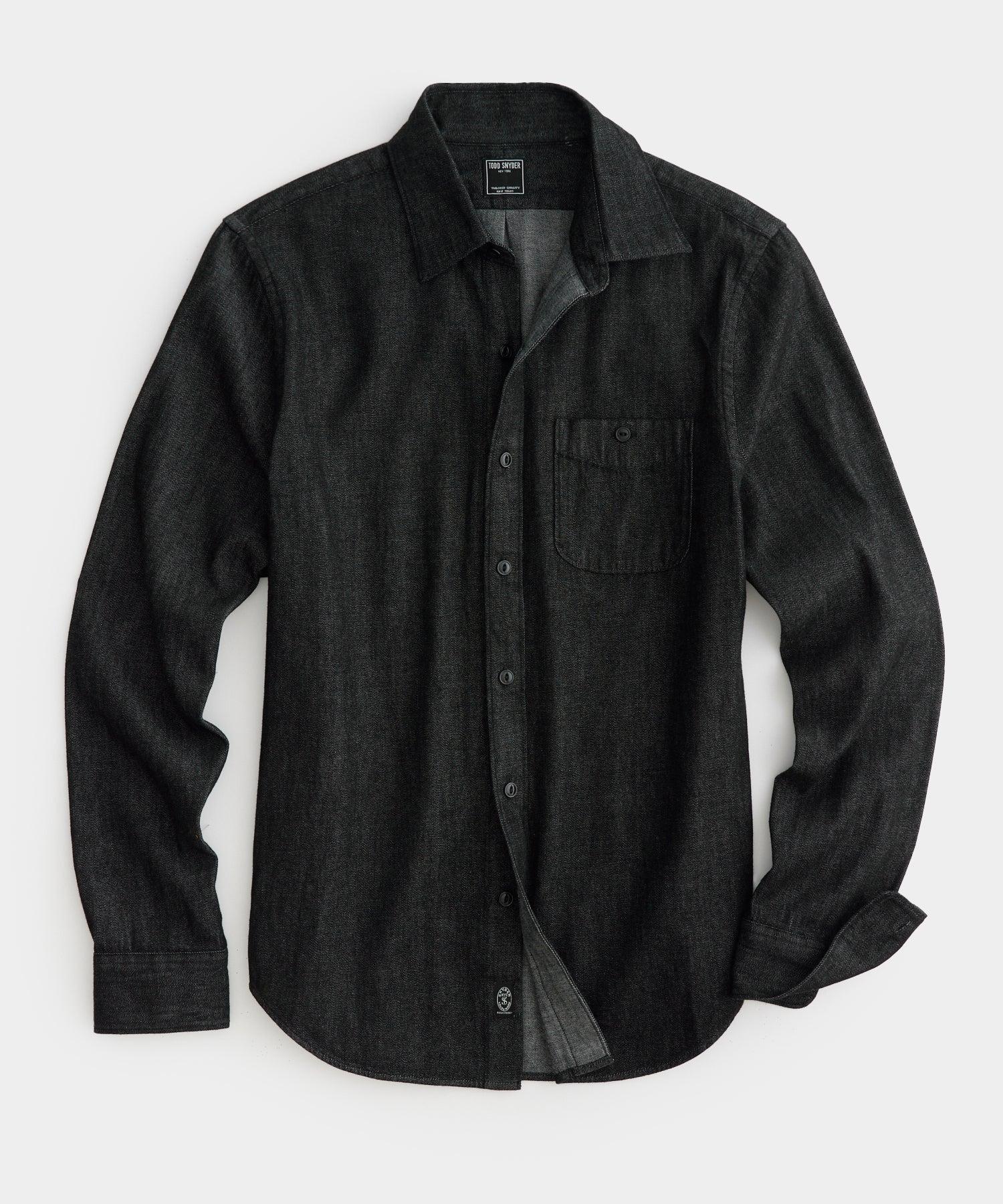 Denim Point Collar Shirt in Black Product Image