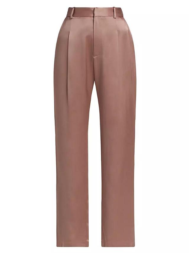 Satin Cropped Straight-Leg Pants Product Image