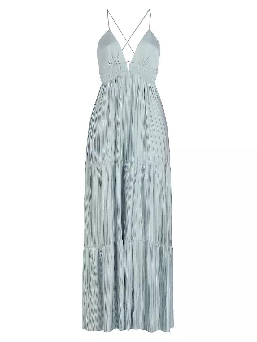 Wasta Pleated Satin Plissé Maxi Dress Product Image