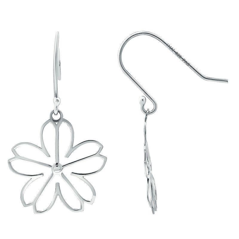 Aleure Precioso Daisy Flower Drop Fishhook Earrings, Womens, Silver Tone Product Image