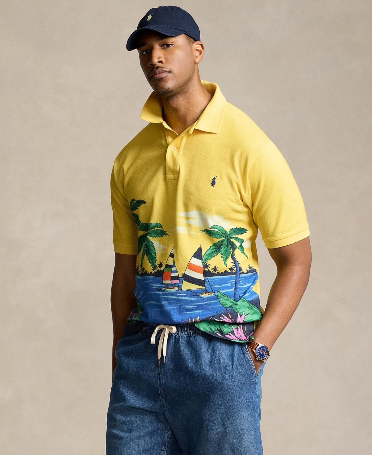 Polo Ralph Lauren Mens Big & Tall Beach-Print Cotton Mesh Polo Shirt Product Image