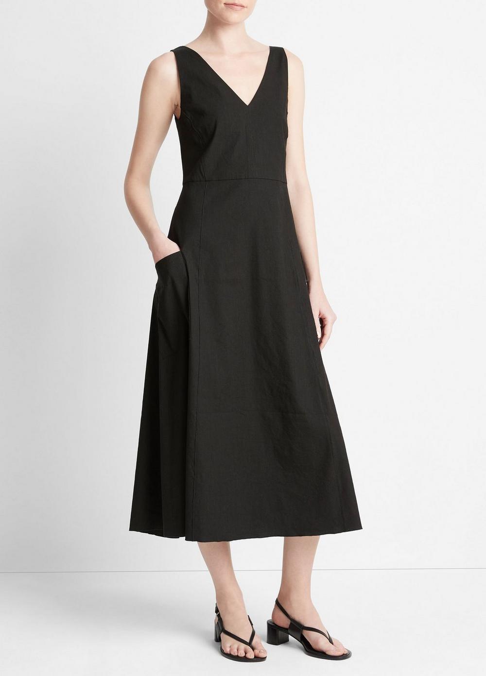 Relaxed V-Neck Pocket Dress Product Image