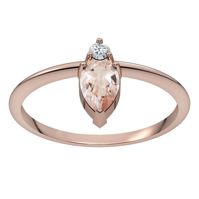 10k Rose Gold Morganite & Diamond Accent Ring, Womens 10k Yellow Gold Product Image