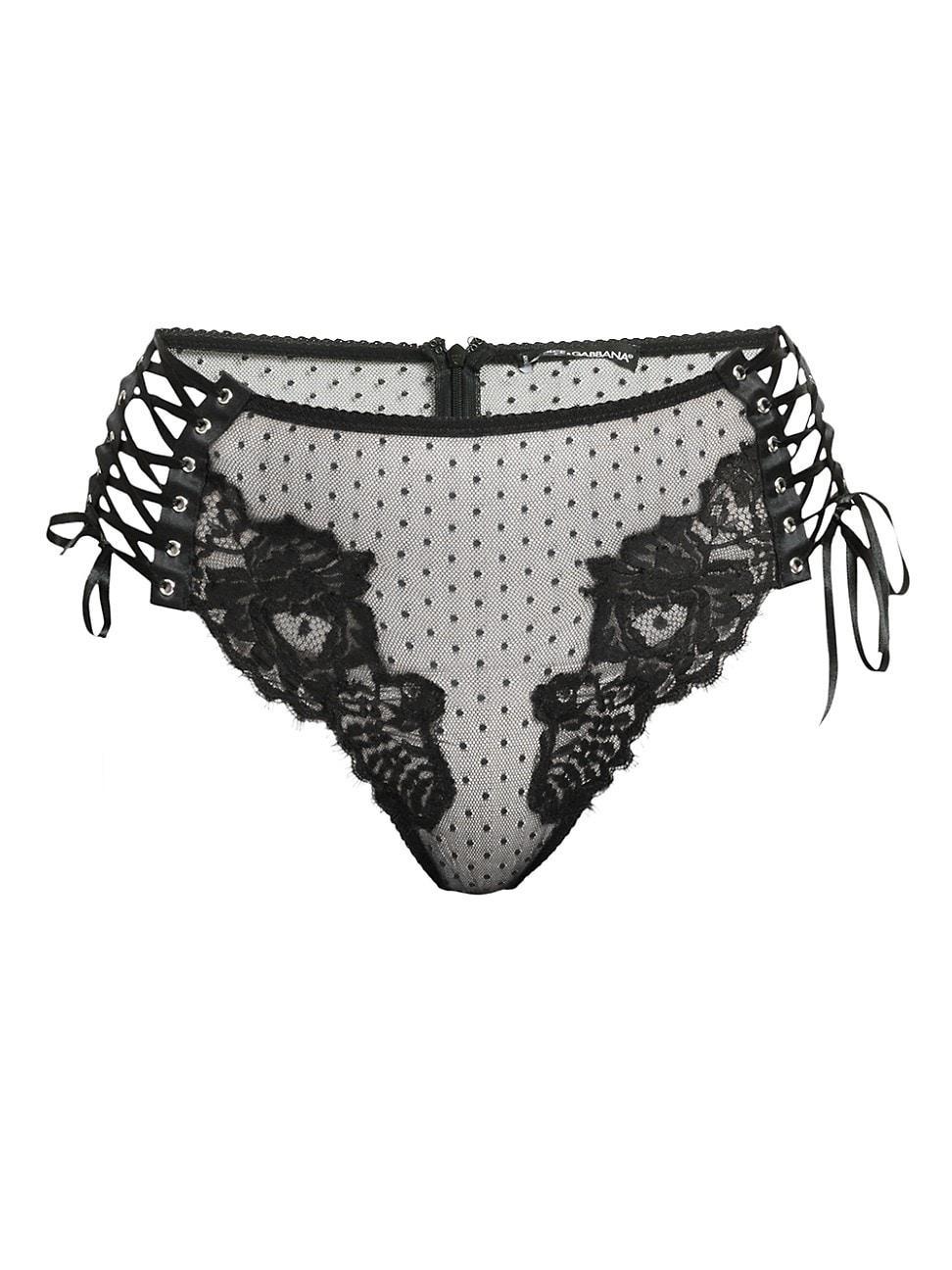 Womens Swiss Dot & Floral Lace Briefs Product Image