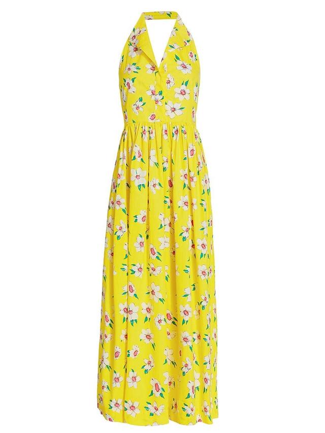 Womens Open Back Floral Cotton Maxi Dress Product Image