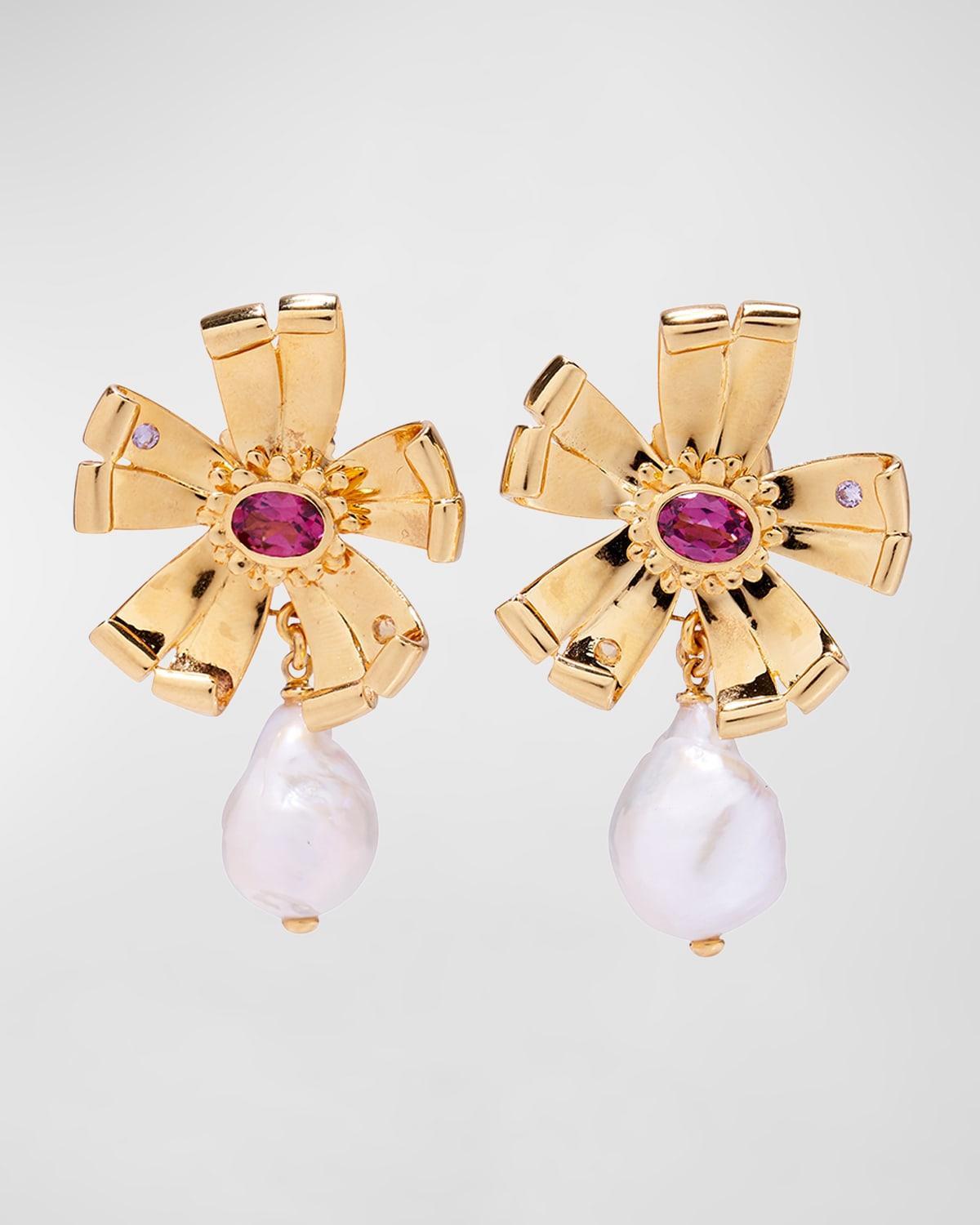 Lizzie Fortunato Lotus Freshwater Pearl Drop Earrings Product Image