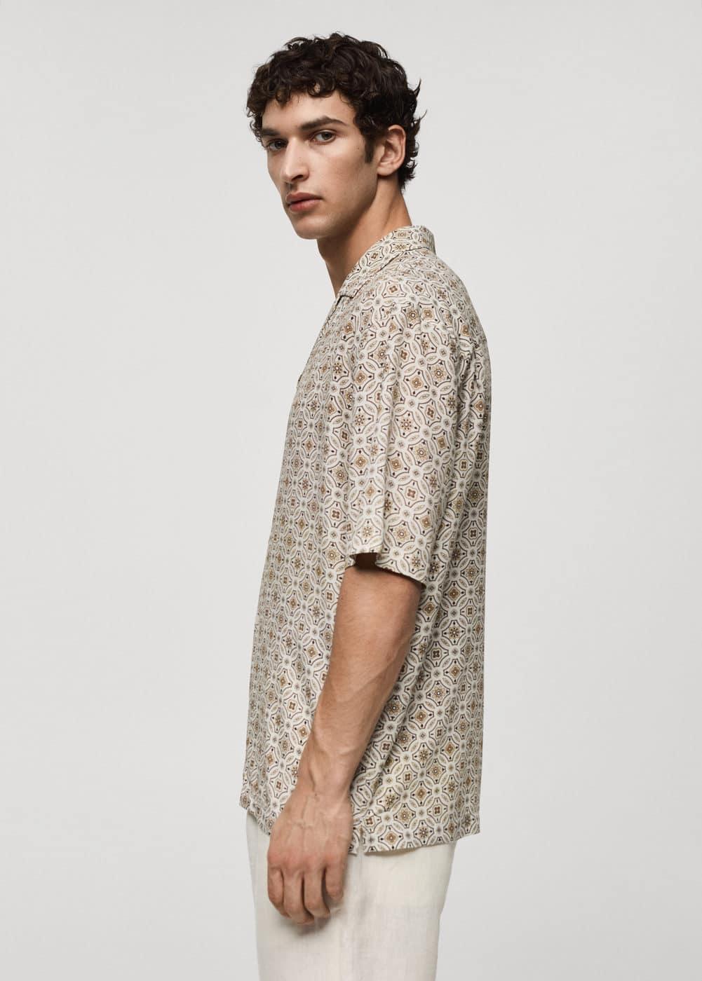 MANGO MAN - Regular-fit flowy printed shirt brownMen Product Image