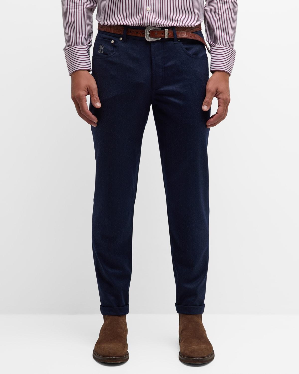 Mens Italian Fit Wool 5-Pocket Trousers Product Image