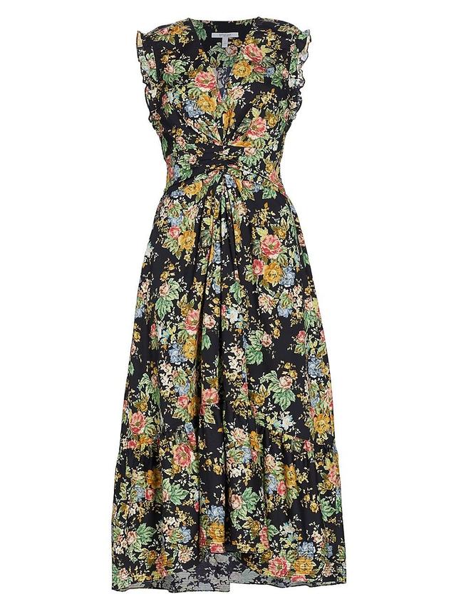 Womens Kris Floral Cotton-Blend Midi-Dress Product Image