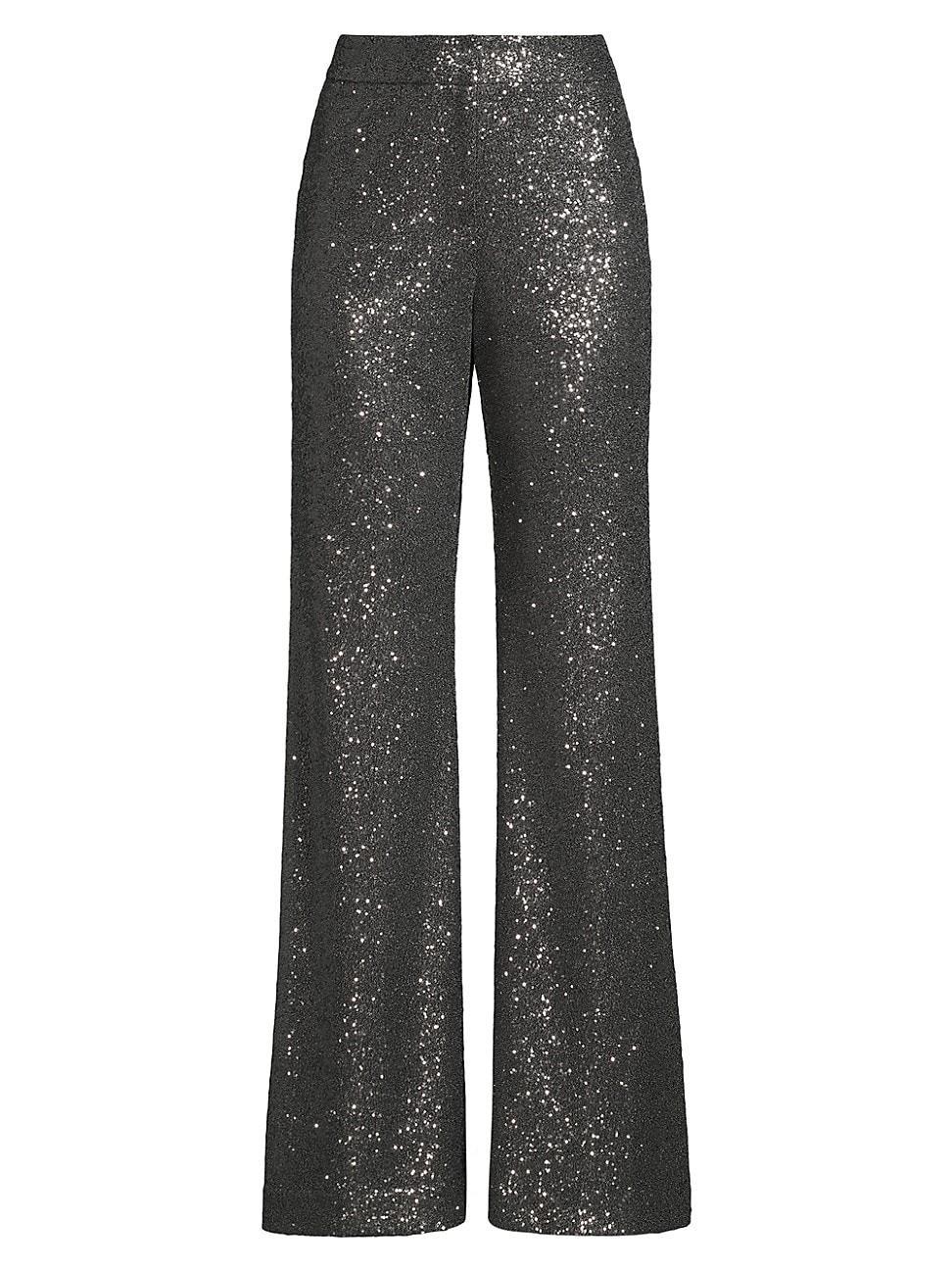 Sandra High-Rise Wide-Leg Sequin Pants Product Image