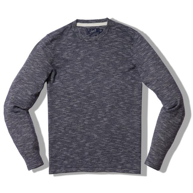 Marl Linen Cotton Sweater Crew - Navy Blue Product Image