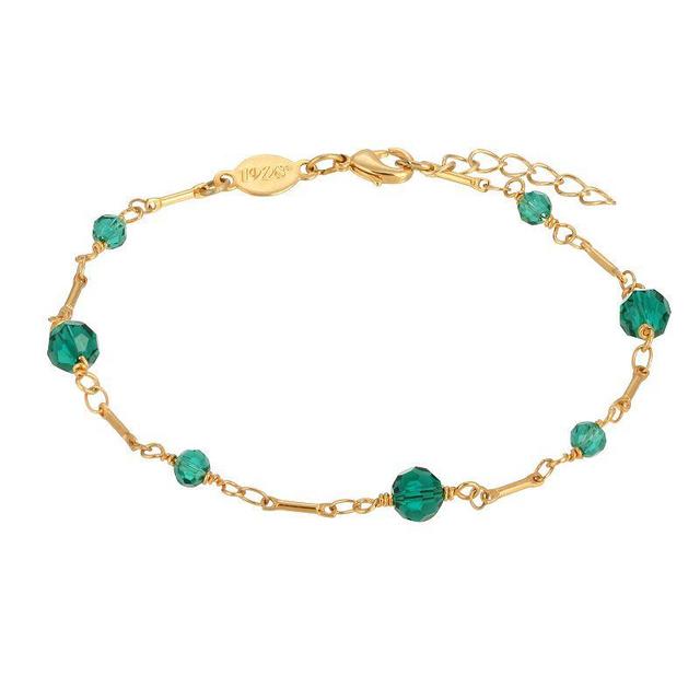 1928 Bead & Bar Chain Anklet, Womens, Green Product Image