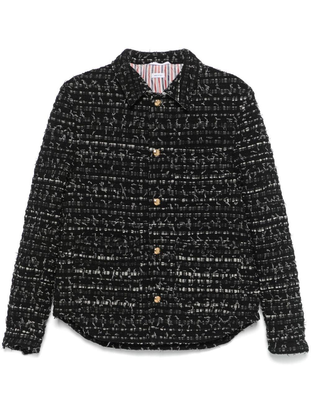 THOM BROWNE Mens Black Utility-pocket Regular-fit Tweed Woven Jacket Product Image