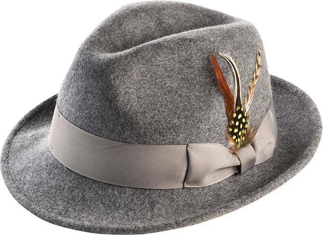 Men's Gray Wool Felt Fedora Hat Snap Brim Crushable Product Image