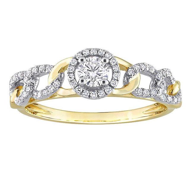 Stella Grace 10k Two-Tone Gold 1/3 Carat T.W. Diamond Oval Link Halo Engagement Ring, Womens White Product Image