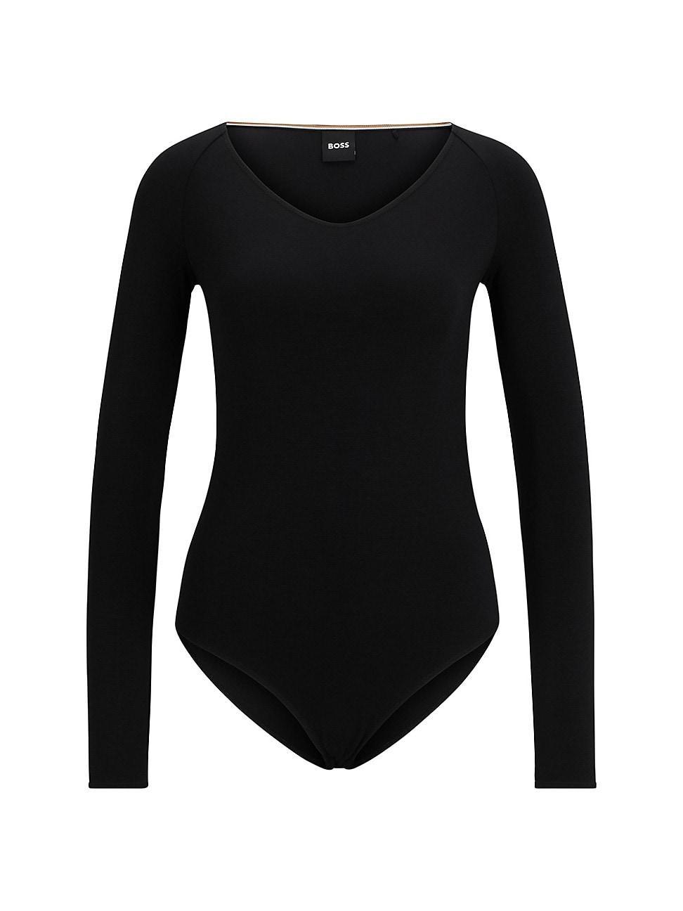 Womens Slim-Fit Bodysuit in Stretch Jersey with Wide Neckline Product Image