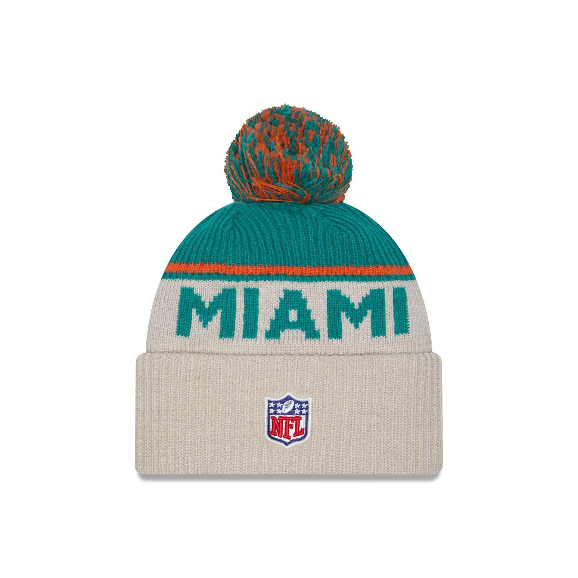 Miami Dolphins 2024 Cold Weather Historic Pom Knit Hat Male Product Image