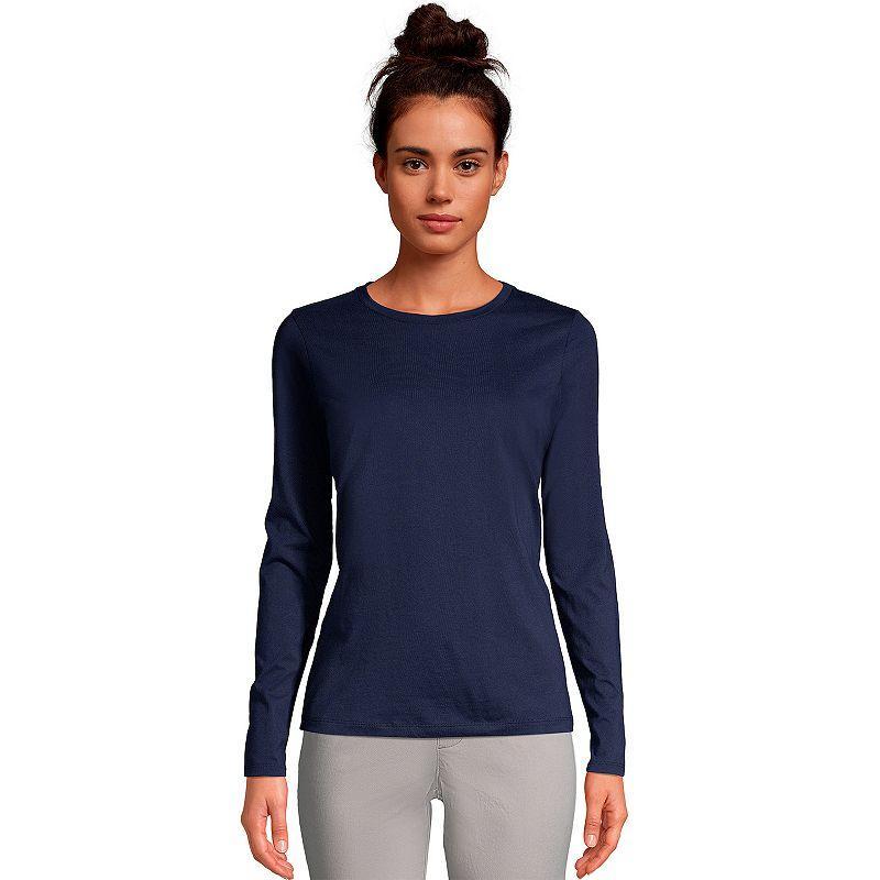 Petite Lands End Relaxed-Fit Supima Cotton Crewneck Tee, Womens Natural Product Image