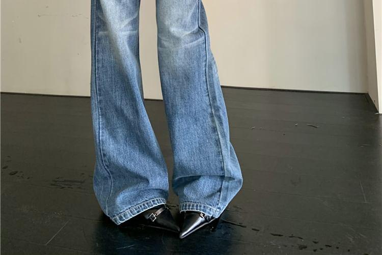 Low Rise Washed Wide Leg Jeans Product Image