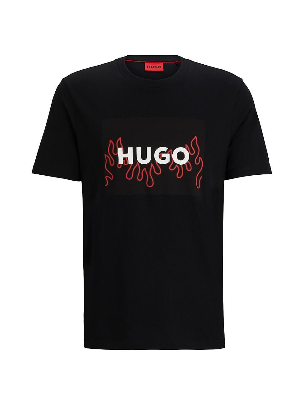 Mens Cotton Jersey Regular Fit T-Shirt with Flame Logo Product Image