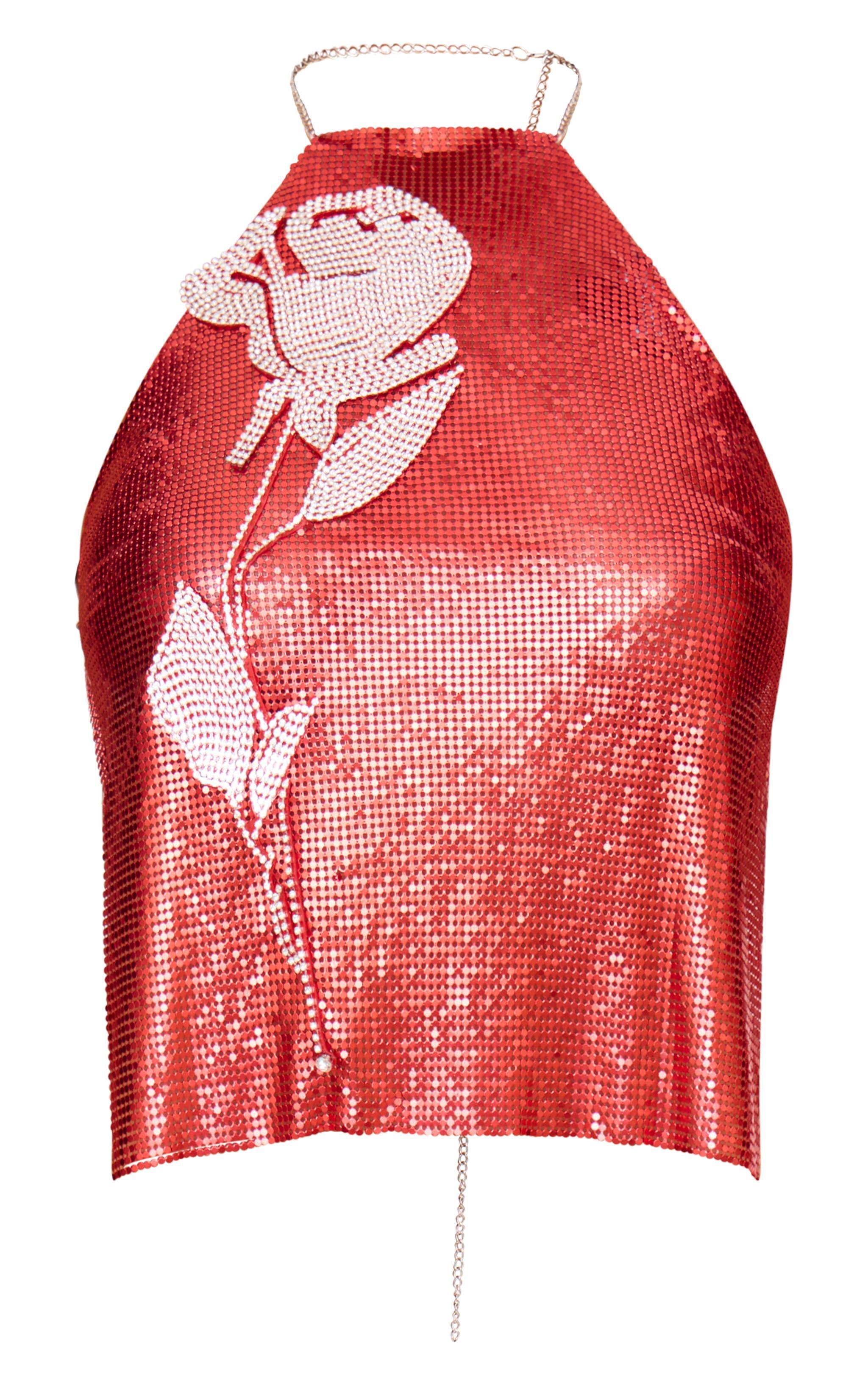 Red Chain Mail Rose Diamante Top Product Image