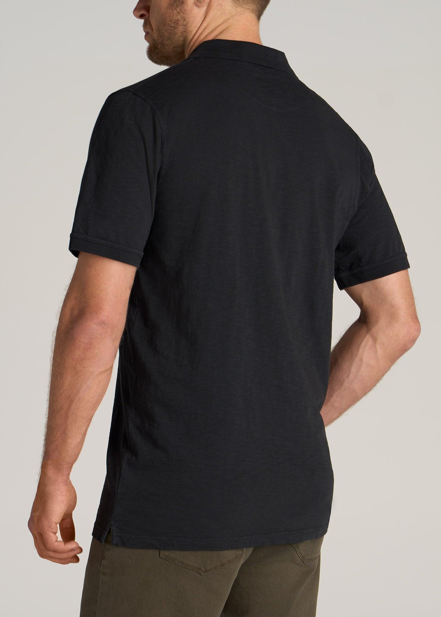 LJ&S Slub Pocket Polo Shirt for Tall Men in Vintage Black Male Product Image