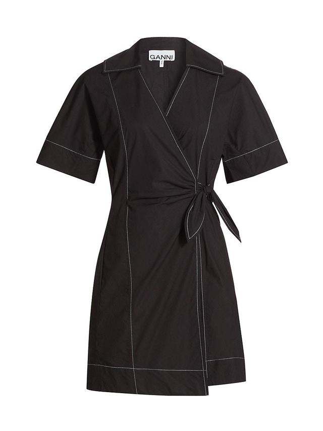 Womens Poplin Cotton Wrap Minidress Product Image