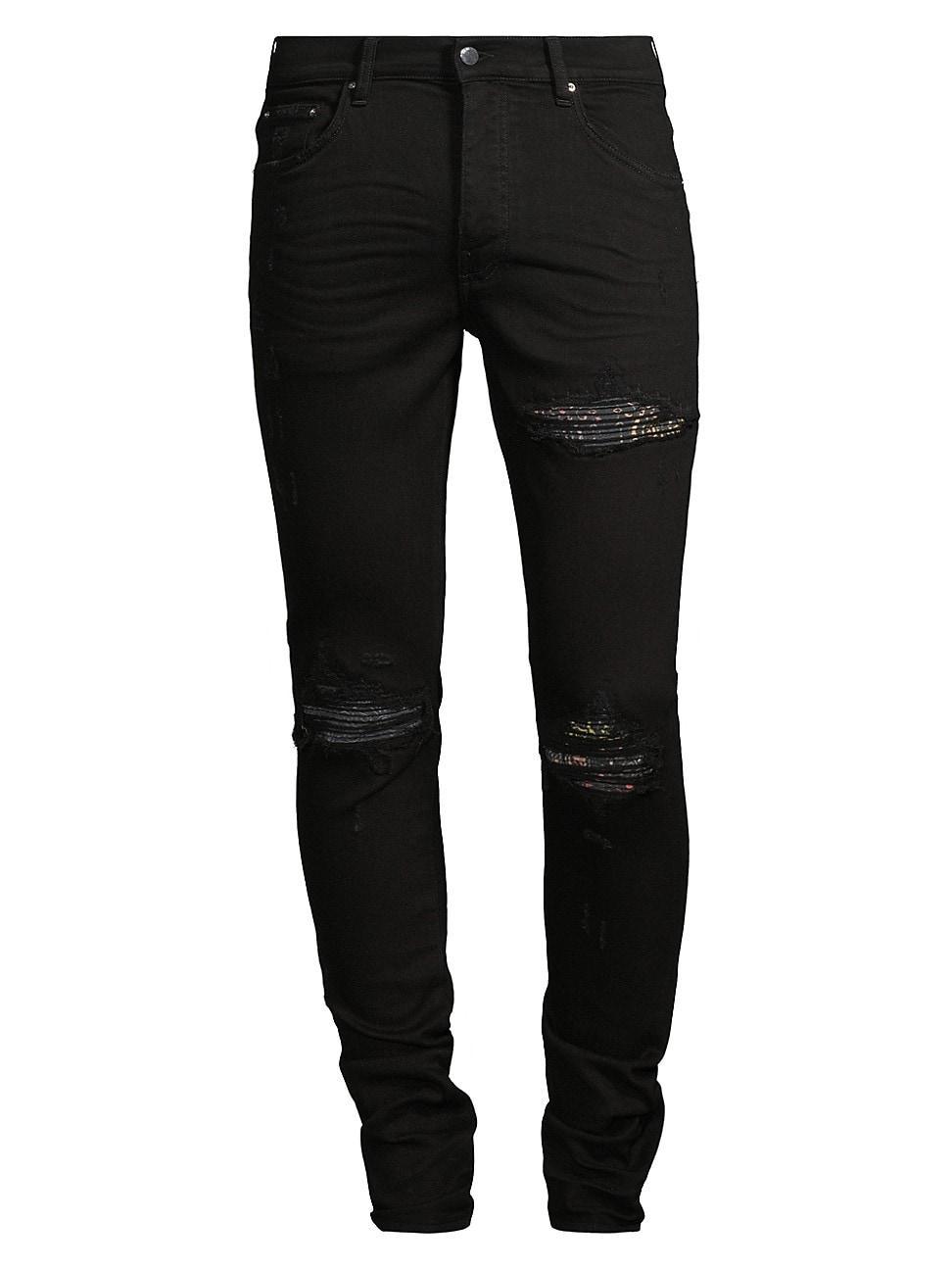 Mens Distressed Paisley Skinny Jeans Product Image