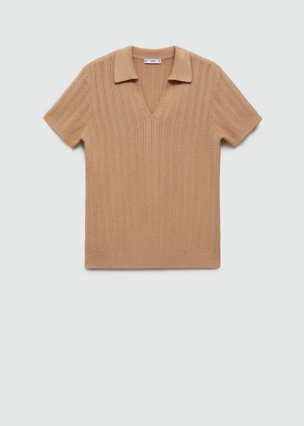 MANGO MAN - Twisted knitted cotton polo shirt nudeMen Product Image