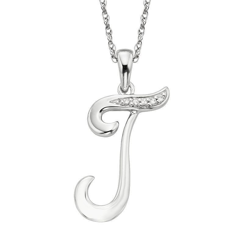 Sterling Silver Diamond Accent Initial Pendant, Womens Product Image