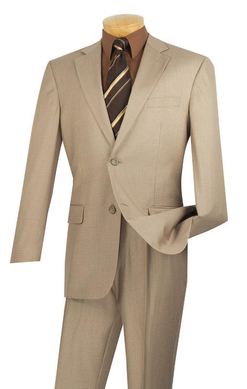 Monte Carlo Collection - Dress Suit 2 Piece 2 Button Textured Weave In Beige Product Image