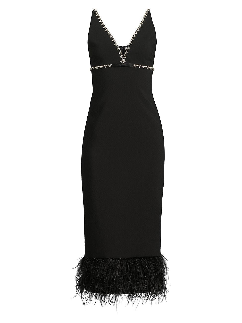 Womens Nora Embellished Trim Feather Midi-Dress Product Image