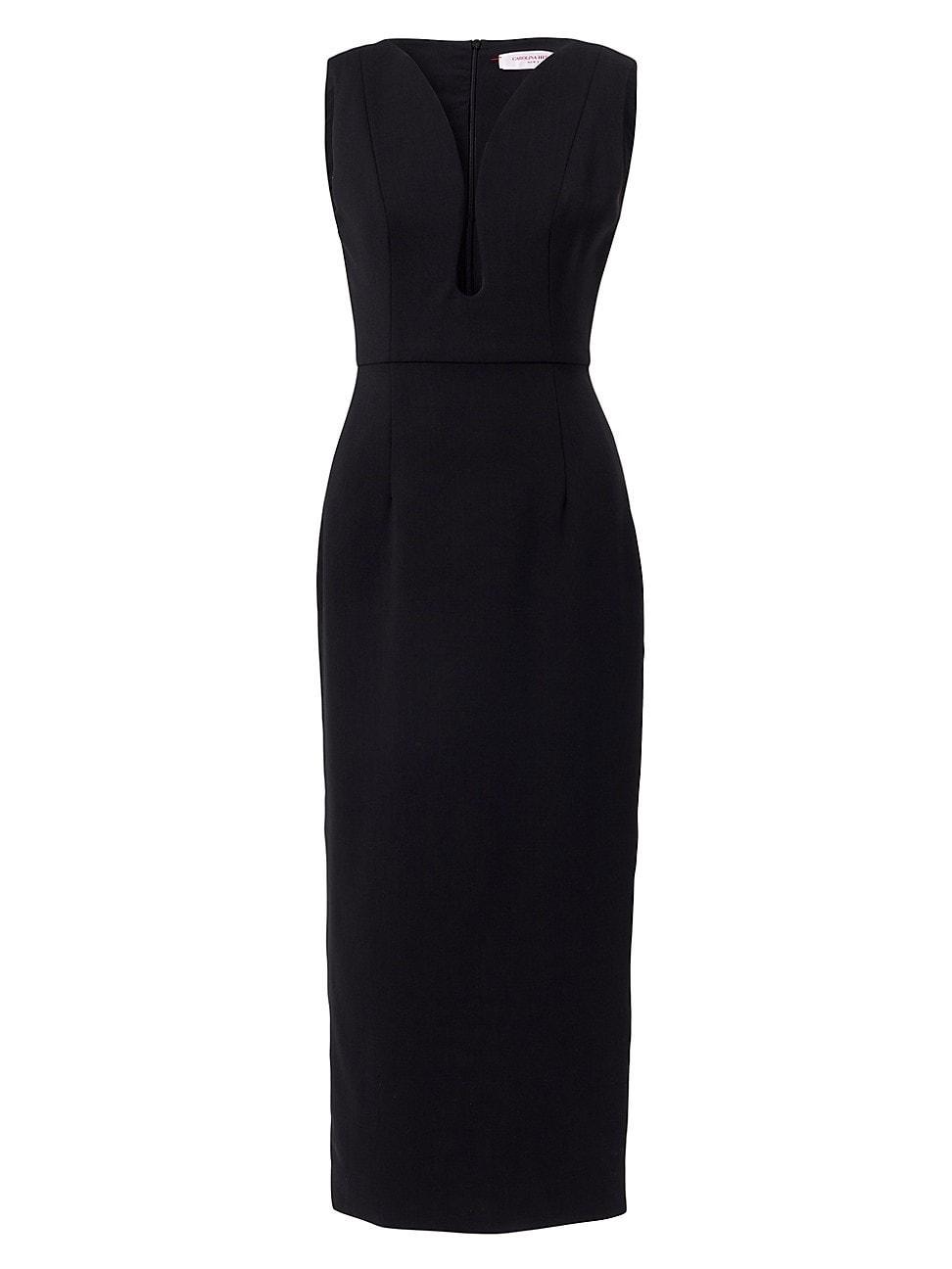 Womens Notched Wool Sleeveless Midi-Dress Product Image