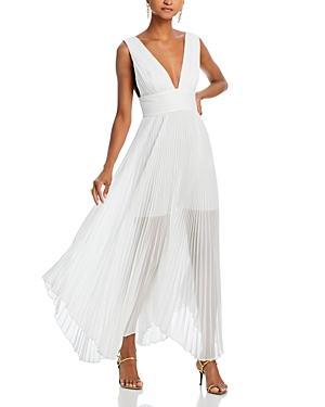 Adrianna Pleated Maxi Dress In Off White Product Image