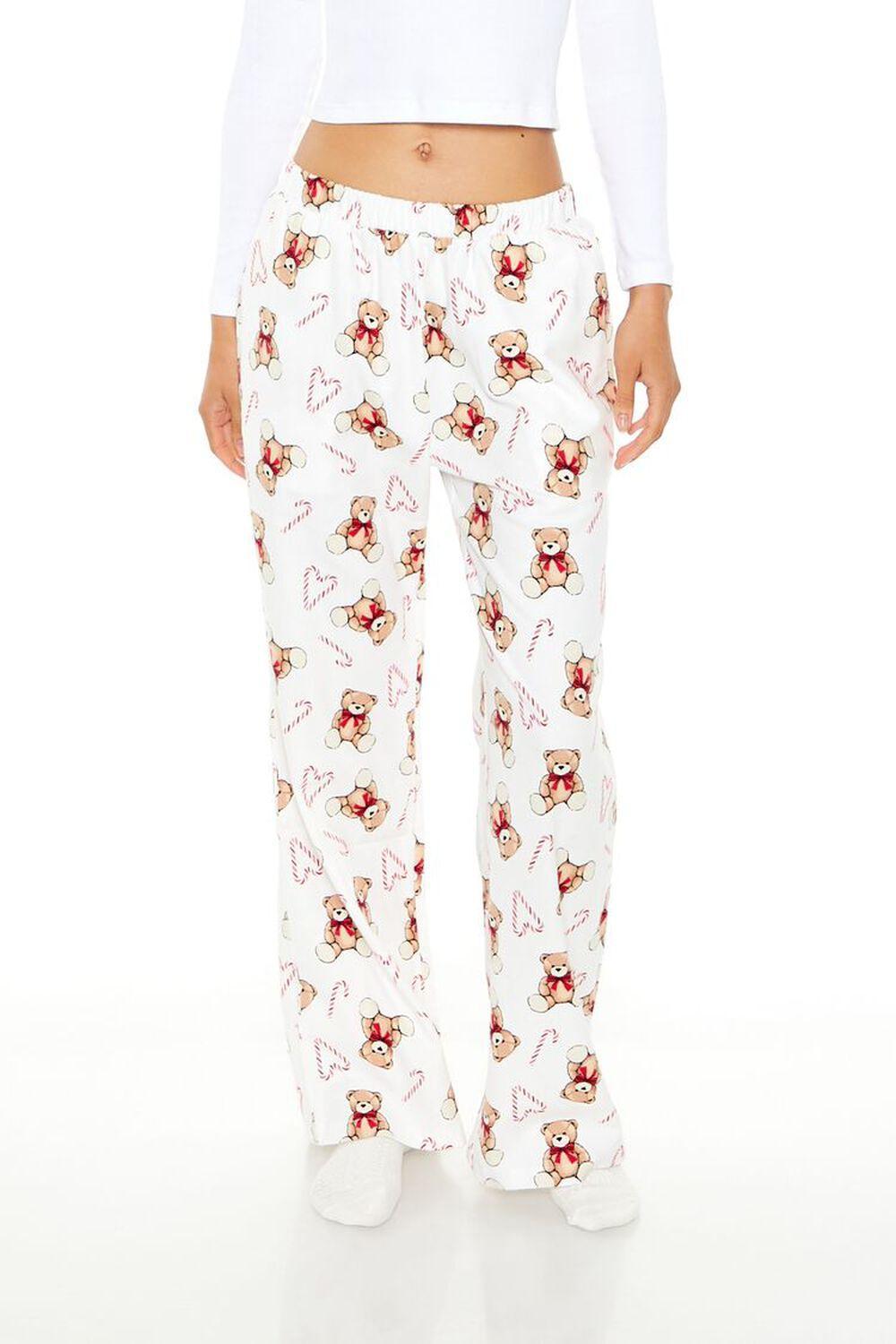 Teddy Bear Wide-Leg Pajama Pants | Forever 21 Product Image