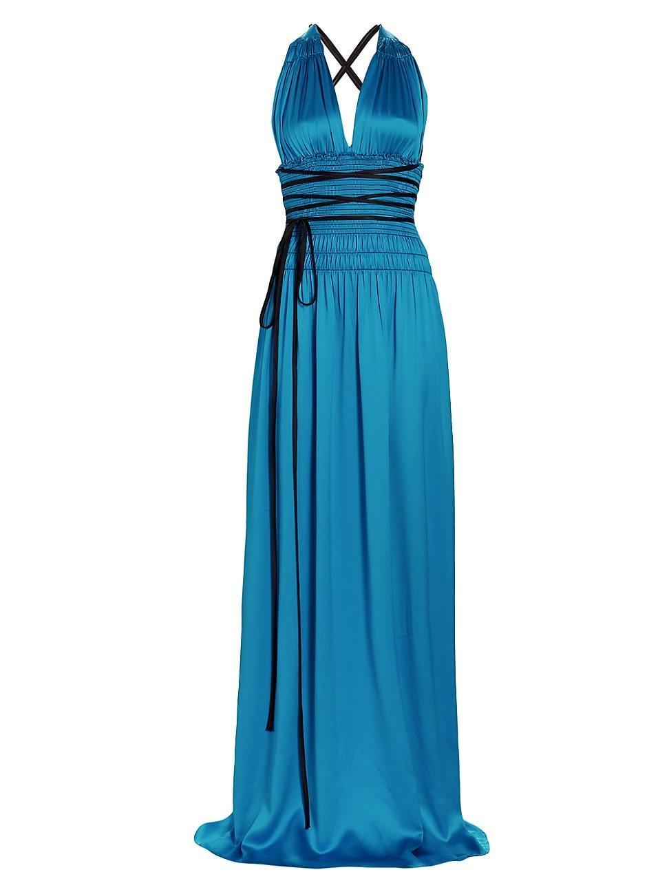 Womens The Blues Silk V-Neck Gown Product Image