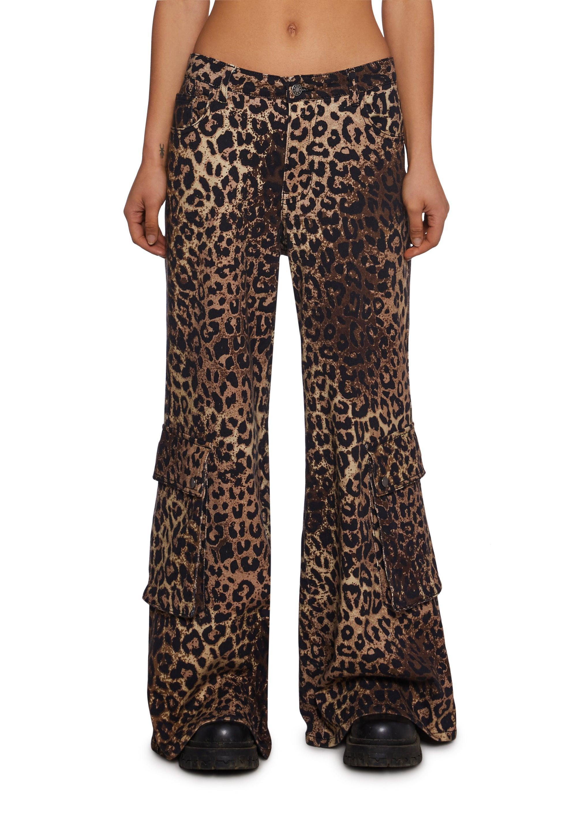 Leopard Print Wide Leg Cargo Pants Delia's - Leopard Product Image