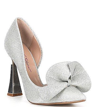 Betsey Johnson Nobble Bow Sparkle Pointed Toe Pumps Product Image