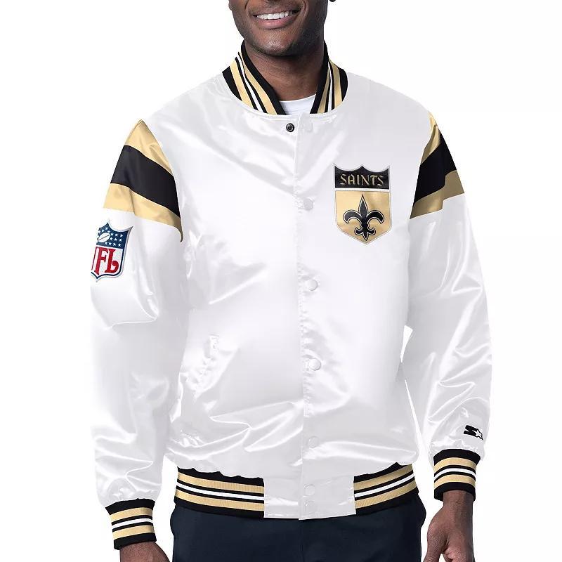 Mens Starter /Black New Orleans Saints Vintage Satin Full-Snap Varsity Jacket Product Image