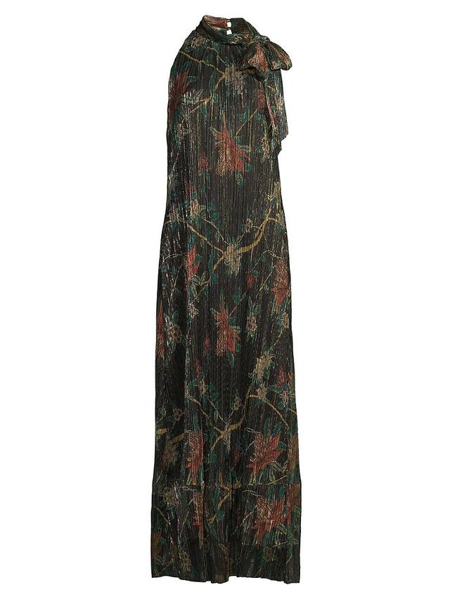 Evelina Metallic Floral-Print Maxi Dress Product Image